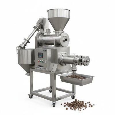 ماشین گلوله های تغذیه ماهی از فولاد ضد زنگ با ظرفیت 100-2000 کیلوگرم در ساعت و تغذیه خودکار برای فشار مواد غذایی حیوانات خانگی